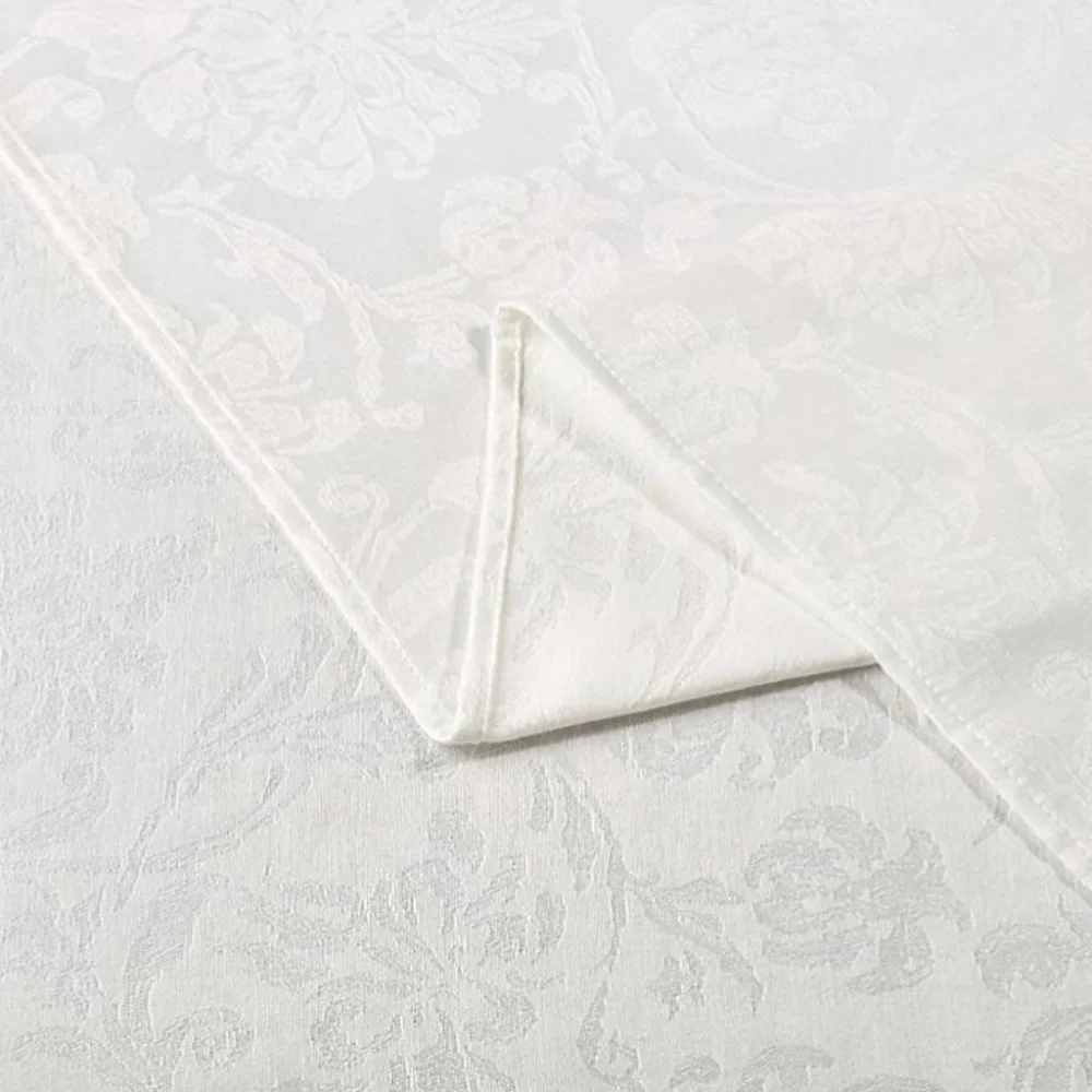 brand new WHITE Holiday Medley Damask 60x120 inch Tablecloth (Seats 10 to 12)